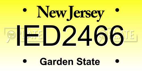 IED2466 New Jersey License Plate
