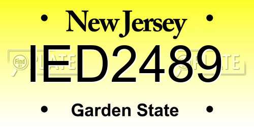 IED2489 New Jersey License Plate