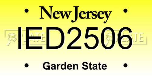 IED2506 New Jersey License Plate