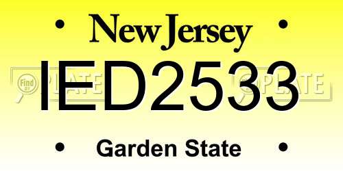 IED2533 New Jersey License Plate