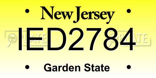 IED2784 New Jersey License Plate
