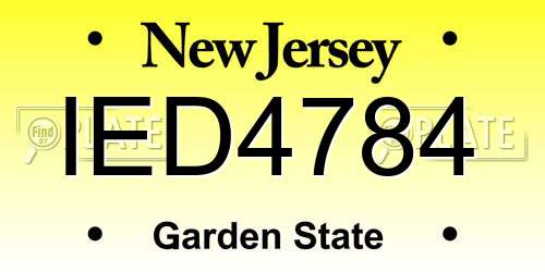 IED4784 New Jersey License Plate