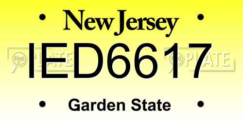IED6617 New Jersey License Plate