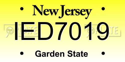 IED7019 New Jersey License Plate