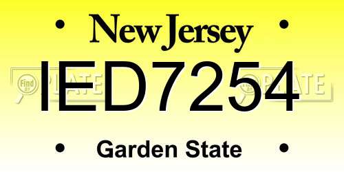 IED7254 New Jersey License Plate