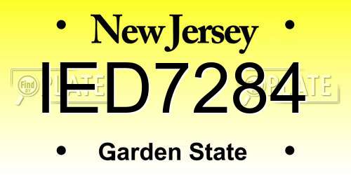 IED7284 New Jersey License Plate