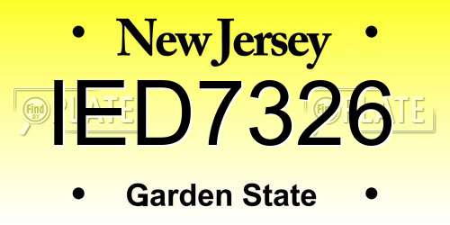 IED7326 New Jersey License Plate
