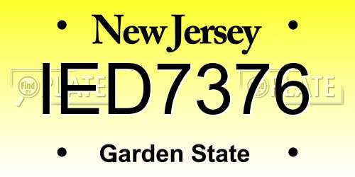 IED7376 New Jersey License Plate