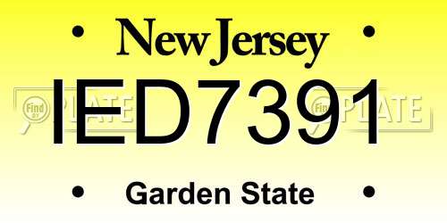 IED7391 New Jersey License Plate