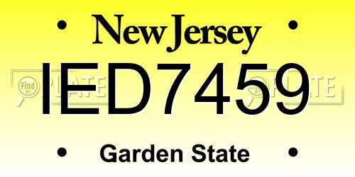IED7459 New Jersey License Plate