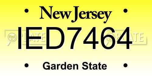 IED7464 New Jersey License Plate