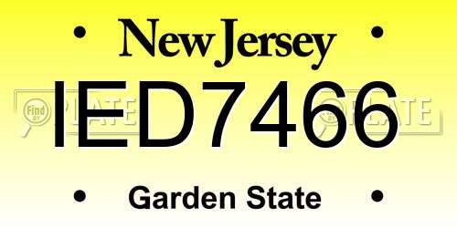 IED7466 New Jersey License Plate