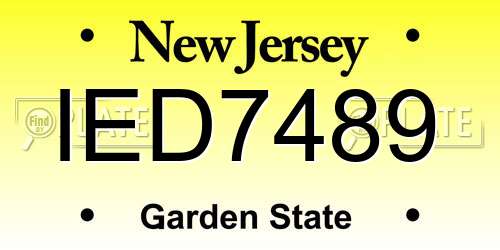 IED7489 New Jersey License Plate