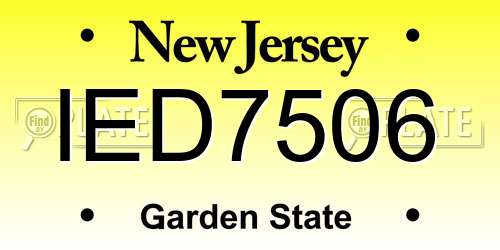 IED7506 New Jersey License Plate