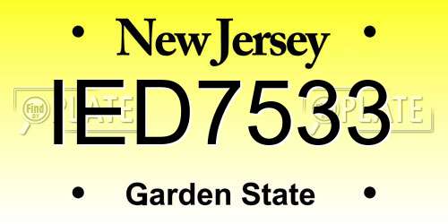 IED7533 New Jersey License Plate