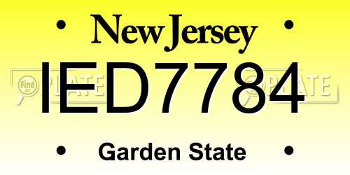 IED7784 New Jersey License Plate