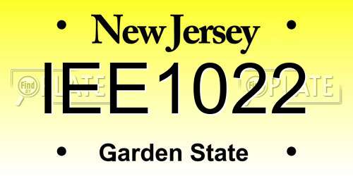 IEE1022 New Jersey License Plate