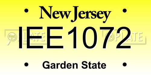 IEE1072 New Jersey License Plate