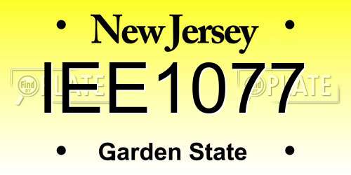 IEE1077 New Jersey License Plate