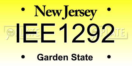 IEE1292 New Jersey License Plate