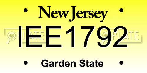 IEE1792 New Jersey License Plate