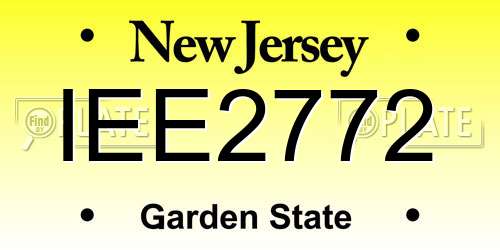 IEE2772 New Jersey License Plate