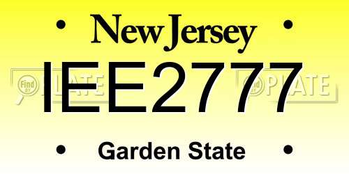 IEE2777 New Jersey License Plate