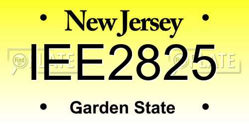 IEE2825 New Jersey License Plate
