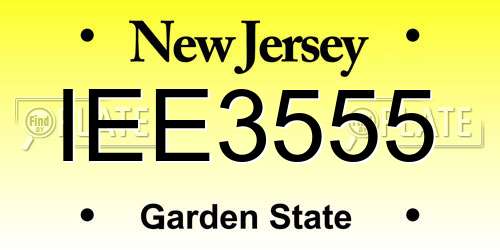 IEE3555 New Jersey License Plate