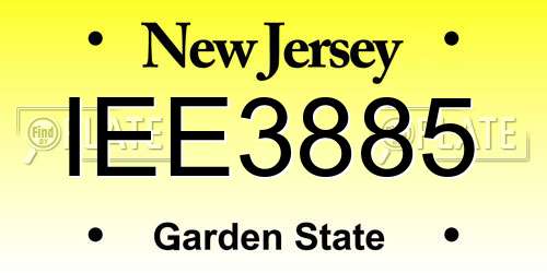 IEE3885 New Jersey License Plate