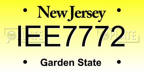IEE7772 New Jersey License Plate