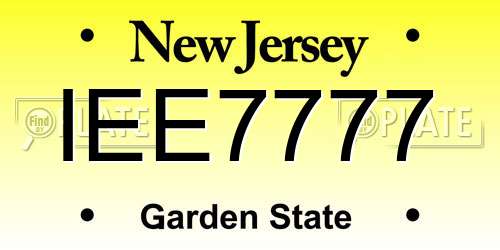 IEE7777 New Jersey License Plate
