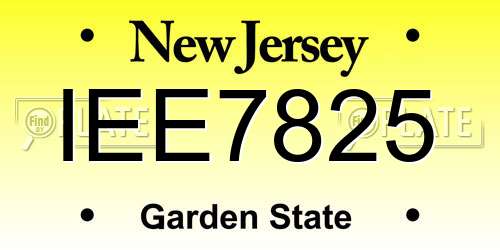 IEE7825 New Jersey License Plate