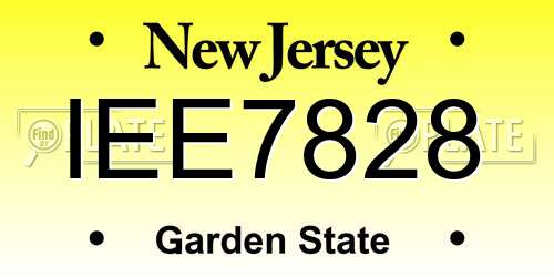 IEE7828 New Jersey License Plate