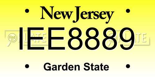 IEE8889 New Jersey License Plate