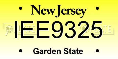 IEE9325 New Jersey License Plate