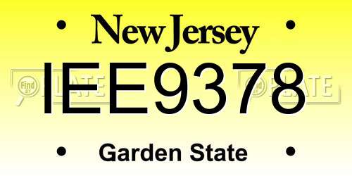 IEE9378 New Jersey License Plate