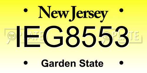 IEG8553 New Jersey License Plate