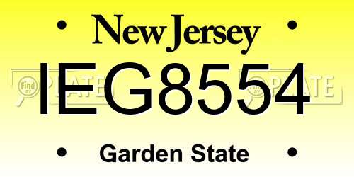 IEG8554 New Jersey License Plate