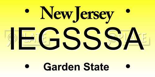 IEGSSSA New Jersey License Plate