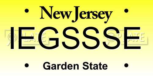 IEGSSSE New Jersey License Plate