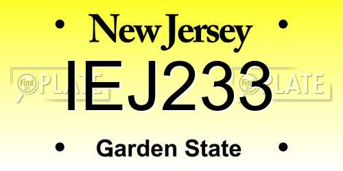 IEJ233 New Jersey License Plate