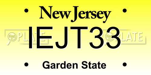 IEJT33 New Jersey License Plate