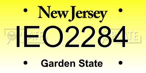 IEO2284 New Jersey License Plate