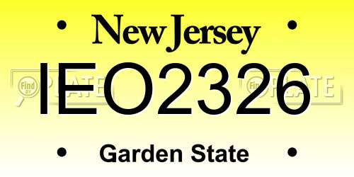 IEO2326 New Jersey License Plate