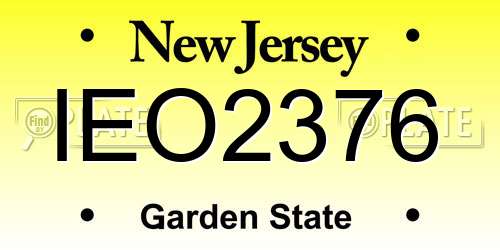 IEO2376 New Jersey License Plate