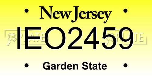 IEO2459 New Jersey License Plate
