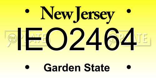 IEO2464 New Jersey License Plate