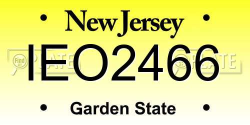 IEO2466 New Jersey License Plate
