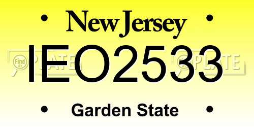 IEO2533 New Jersey License Plate